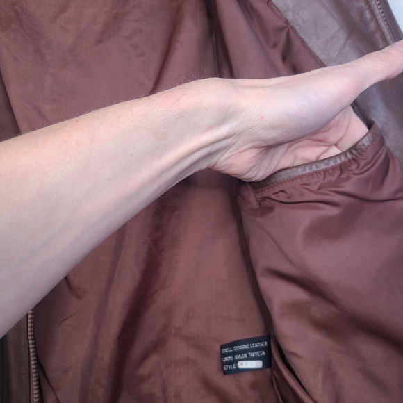 Vintage 70's Cafe Racer Moto Leather Jacket Wilson's Brown Fits Size 44 - Picture 13 of 16